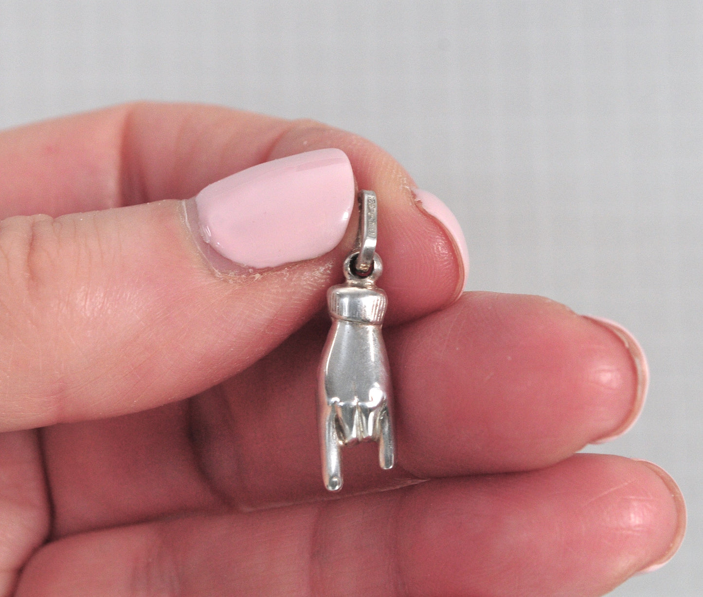 SMALL Sterling Silver Italian Good Luck Hand Pendant