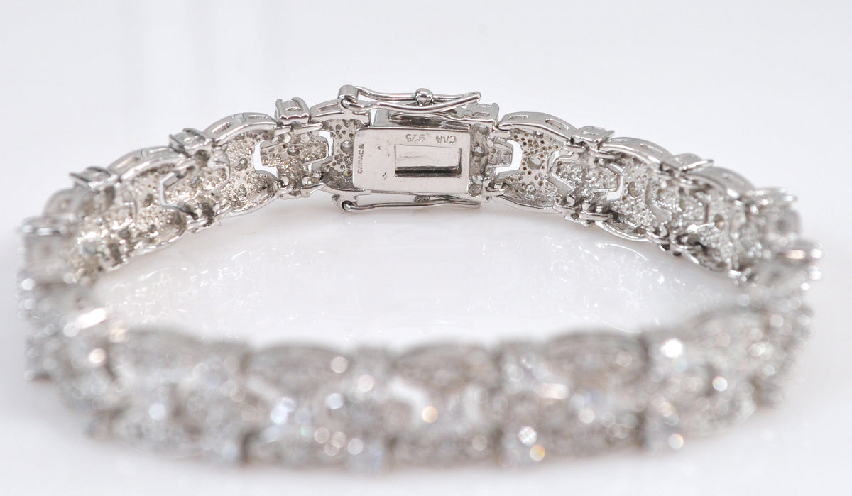 Wide Heavy Sterling Silver CZ Tennis Bracelet