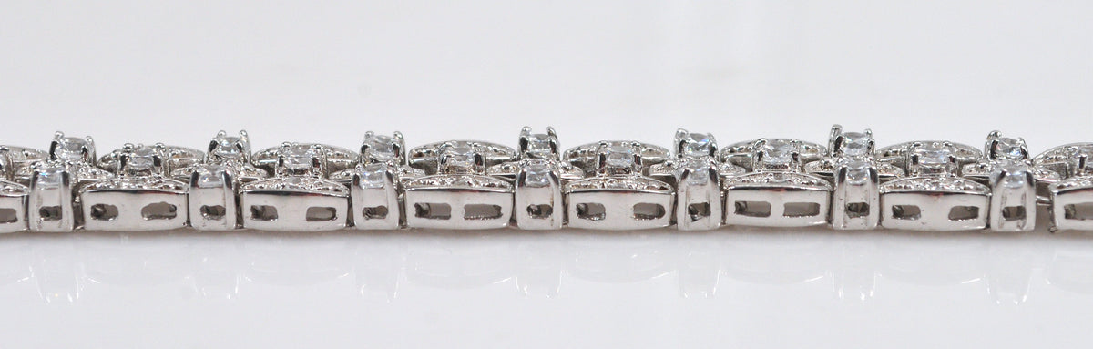 Wide Heavy Sterling Silver CZ Tennis Bracelet