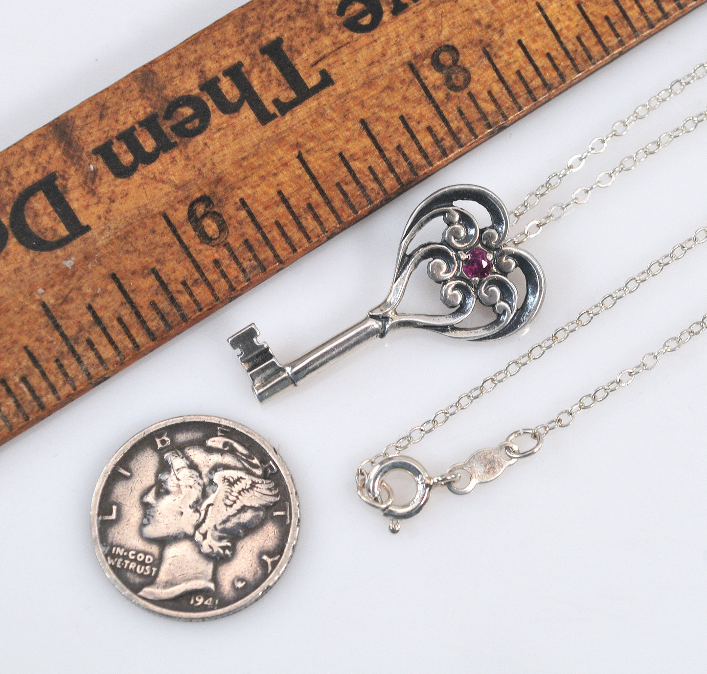 Franklin Mint 1979 Sterling Silver Key Pendant
