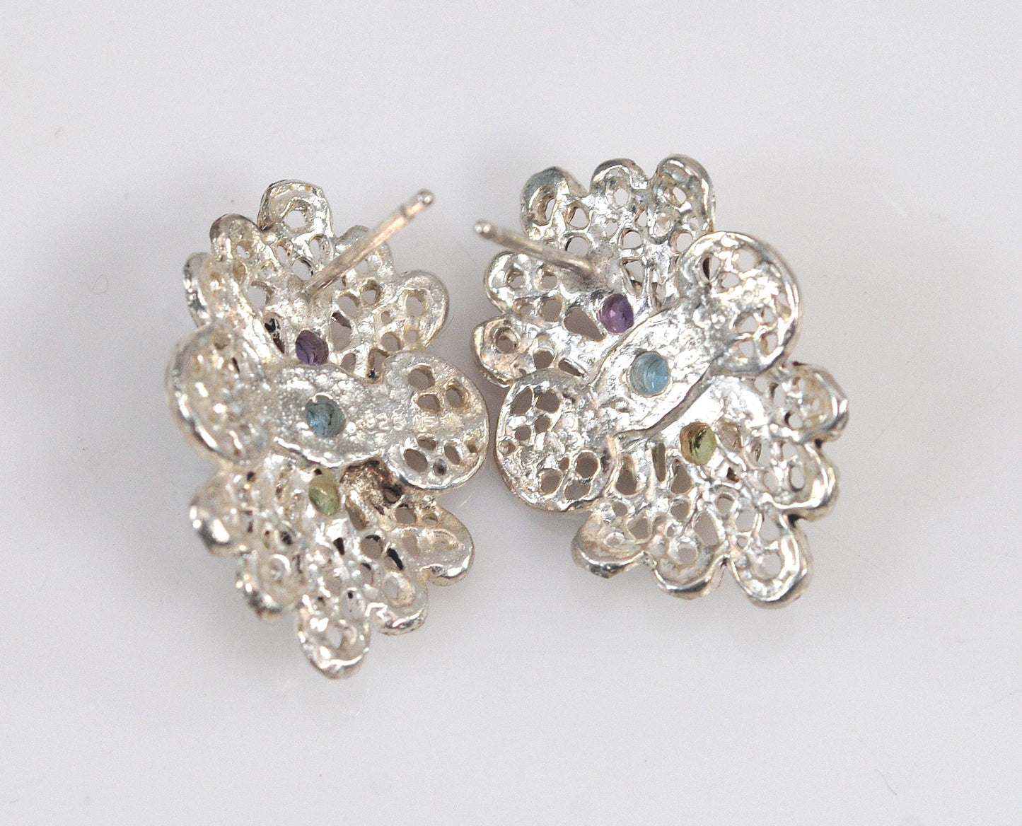 Sterling Silver Filagree Gemstone Earrings