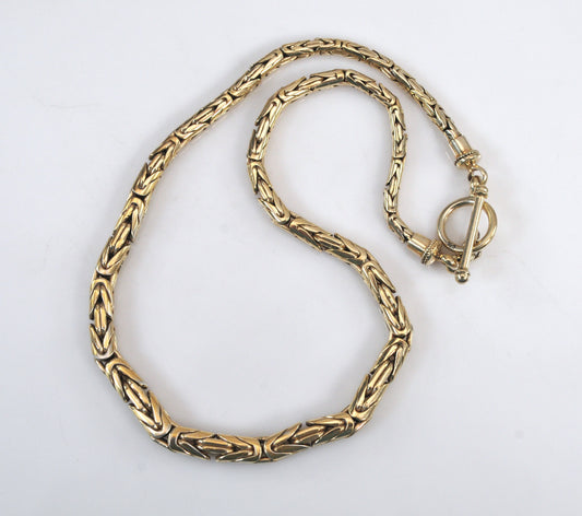 Gold over Sterling Silver Byzantine Chain Necklace