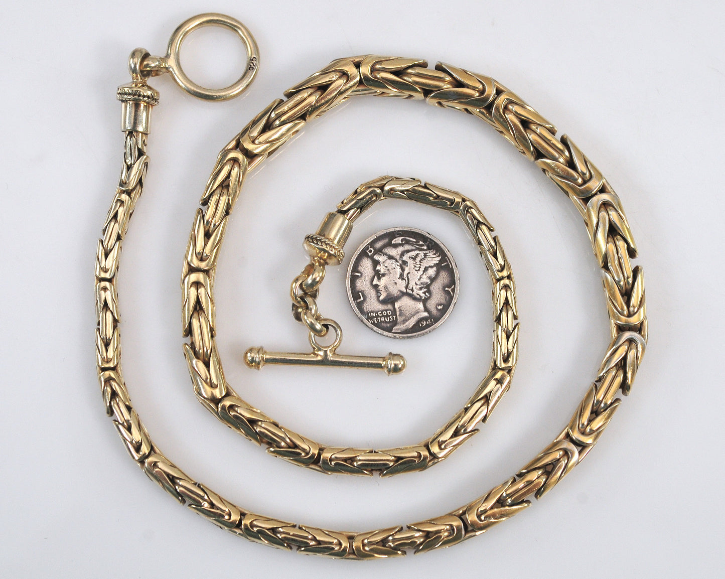 Gold over Sterling Silver Byzantine Chain Necklace