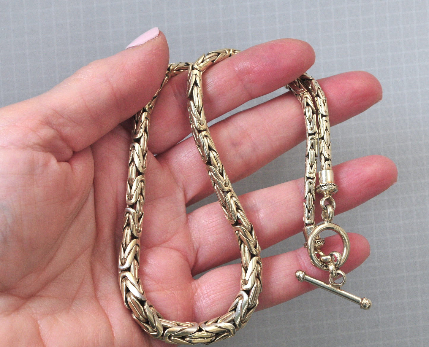 Gold over Sterling Silver Byzantine Chain Necklace