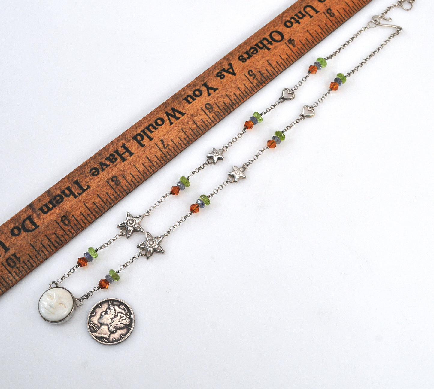 Sterling Silver Celestial Moon Face Choker Necklace