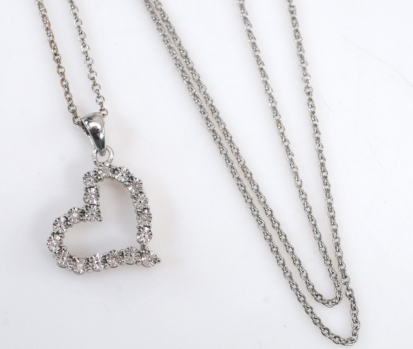 Designer Sterling Silver Diamond Heart Pendant Necklace