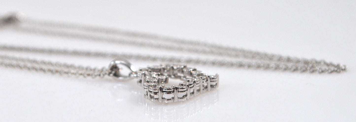 Designer Sterling Silver Diamond Heart Pendant Necklace