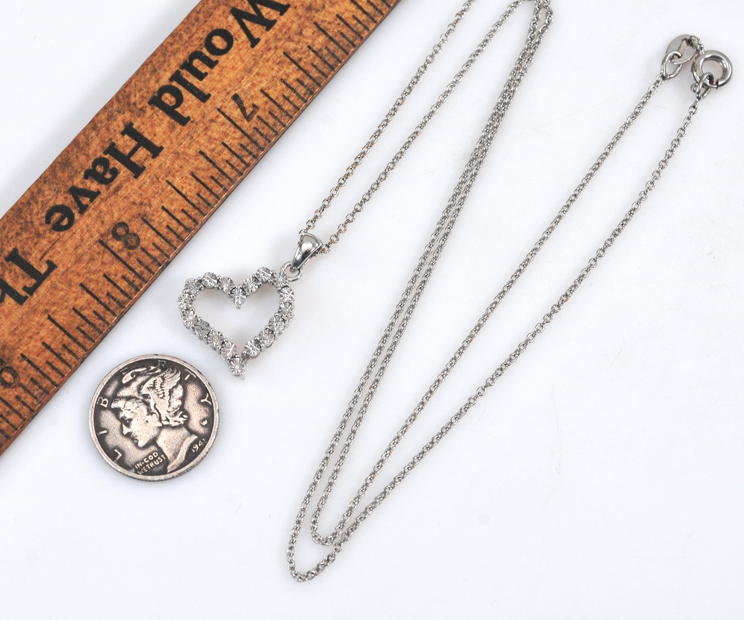 Designer Sterling Silver Diamond Heart Pendant Necklace