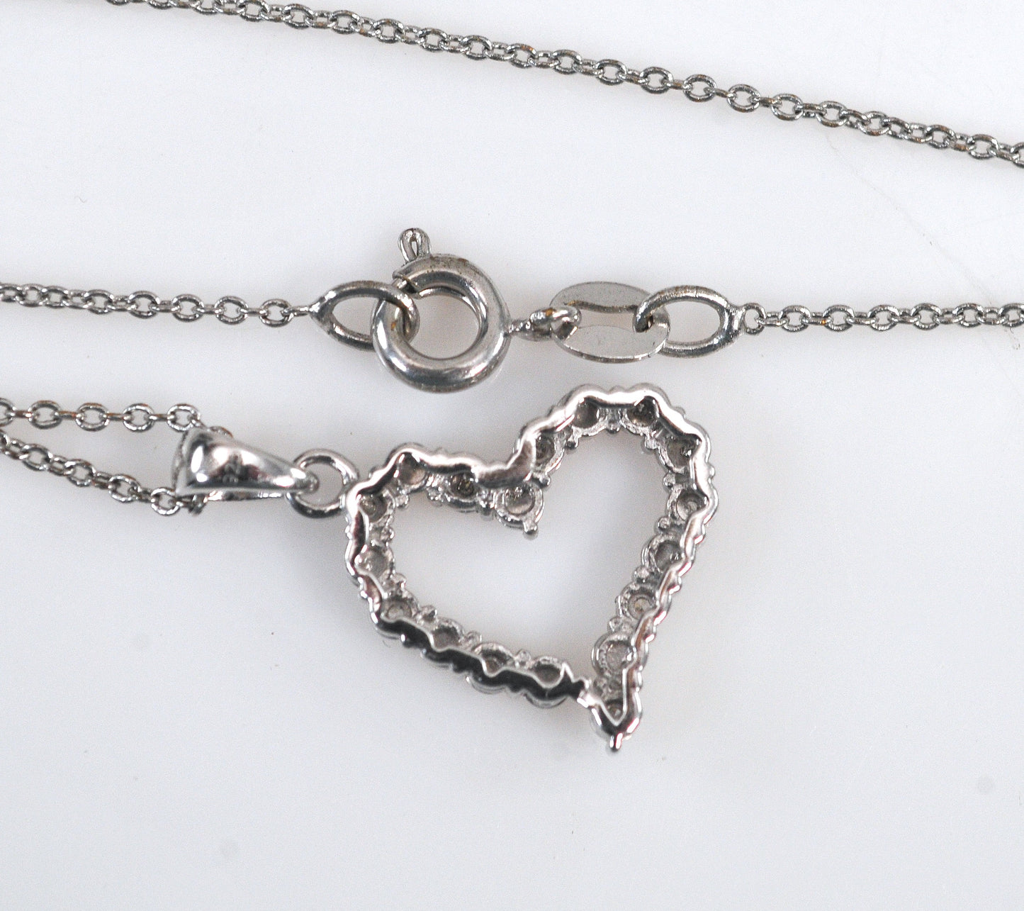 Designer Sterling Silver Diamond Heart Pendant Necklace