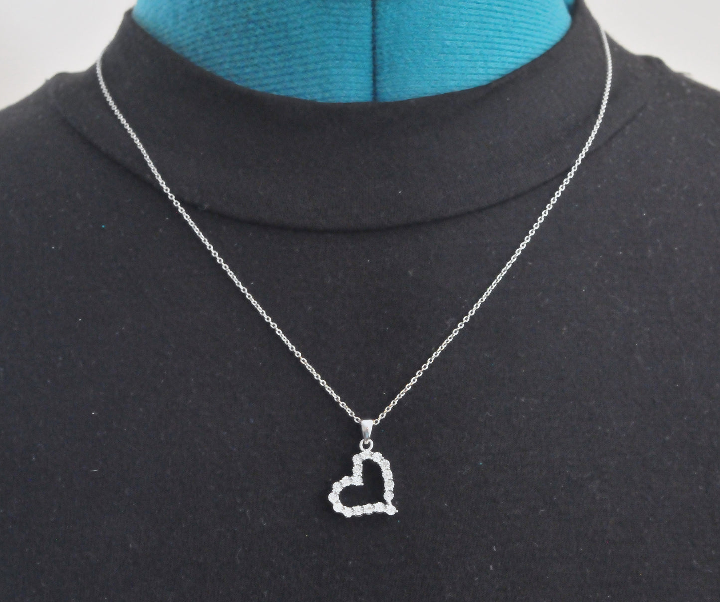 Designer Sterling Silver Diamond Heart Pendant Necklace