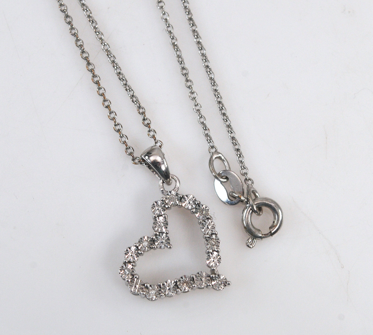 Designer Sterling Silver Diamond Heart Pendant Necklace