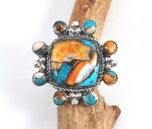 Sterling Silver Oyster Copper Turquoise Ring