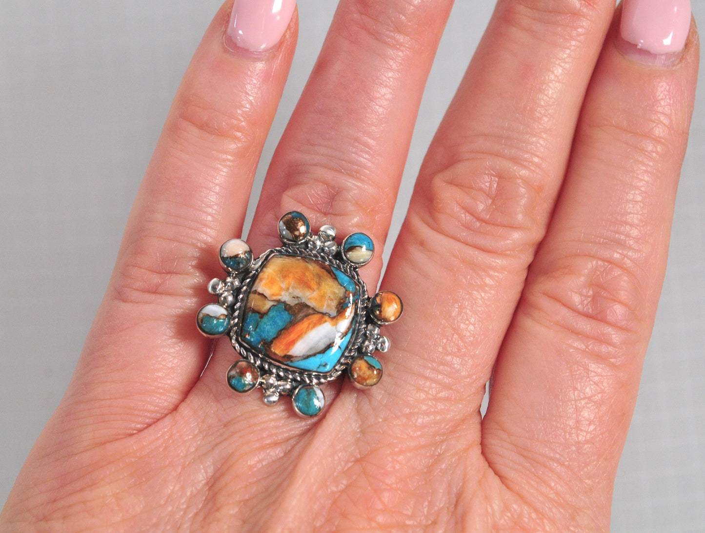 Sterling Silver Oyster Copper Turquoise Ring