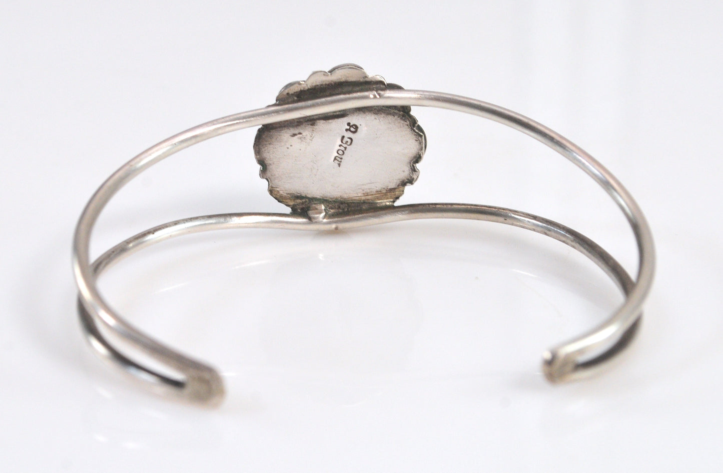 Vintage Signed Native American Sterling Silver Turquoise Cuff Bracelet