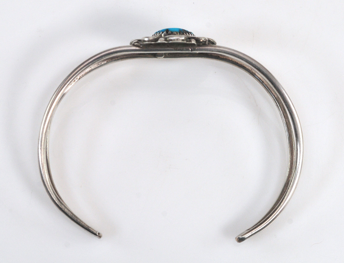 Vintage Signed Native American Sterling Silver Turquoise Cuff Bracelet