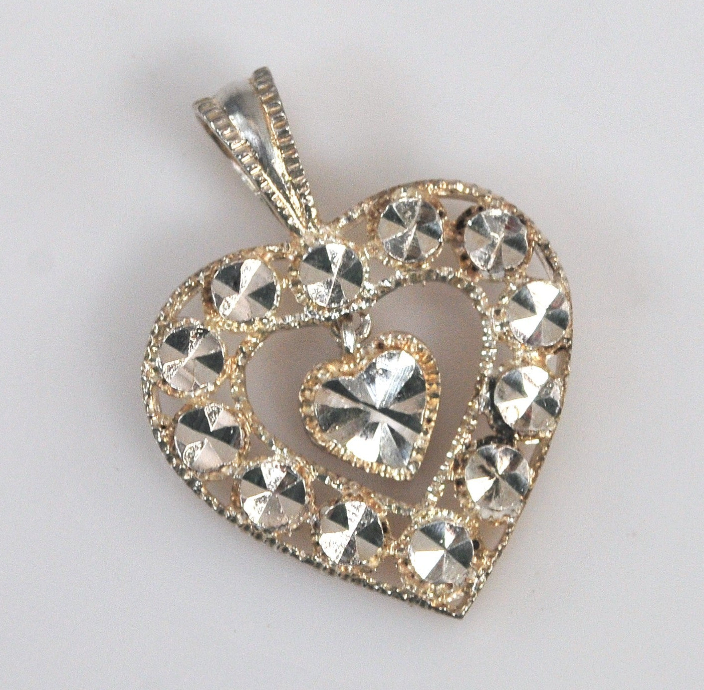 Beverly Hills 925 Sterling Silver Diamond Cut Heart Pendant