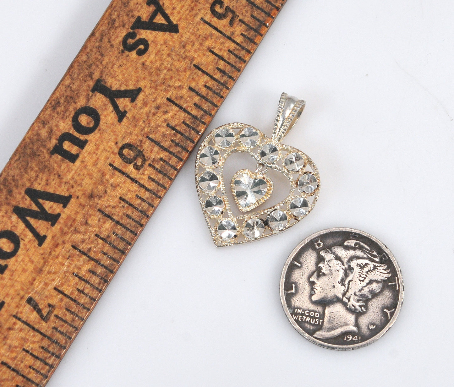 Beverly Hills 925 Sterling Silver Diamond Cut Heart Pendant