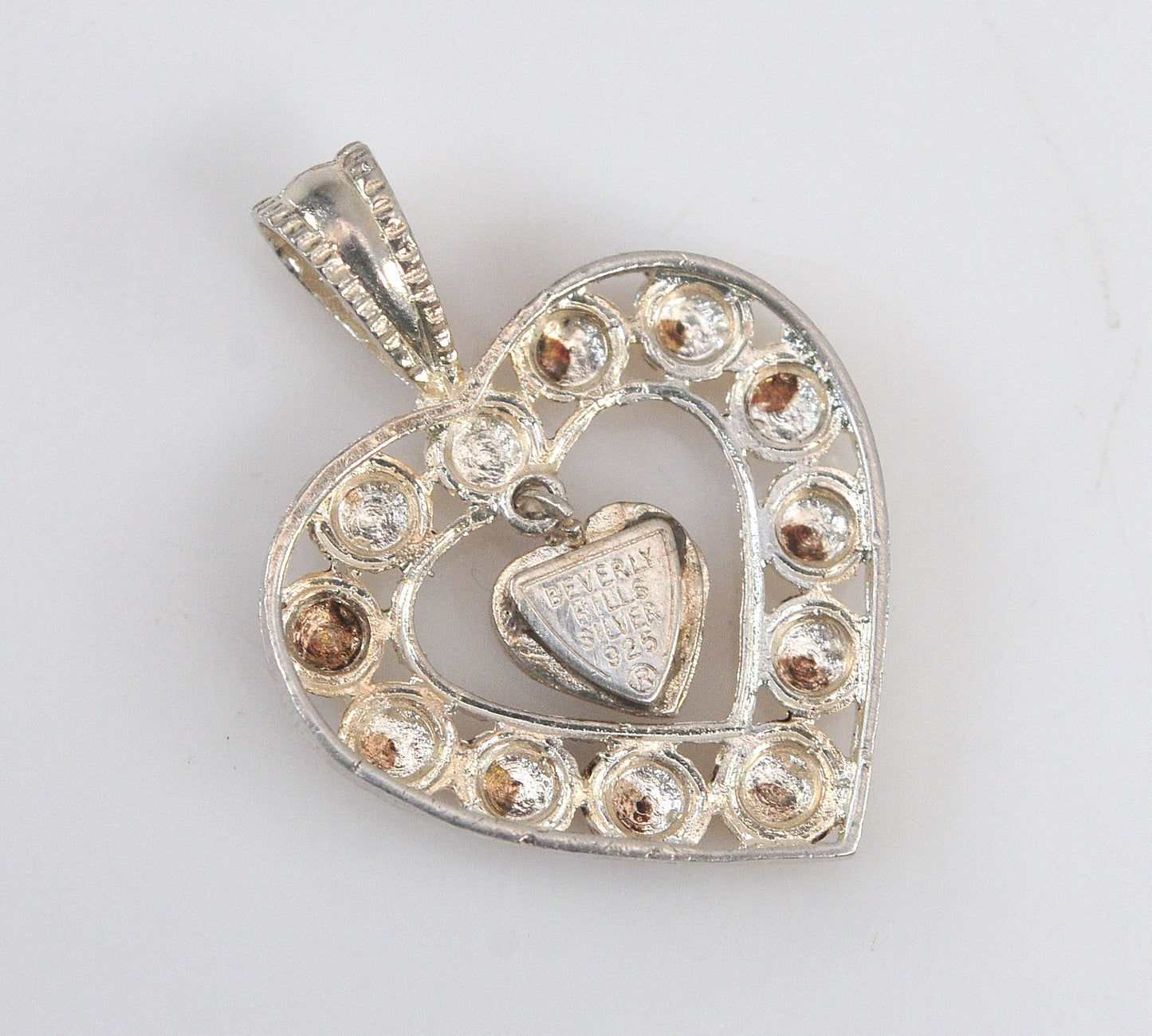 Beverly Hills 925 Sterling Silver Diamond Cut Heart Pendant