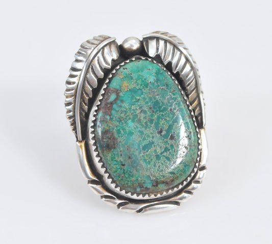 Huge Sally Yazzie Navajo Sterling Silver Turquoise Ring