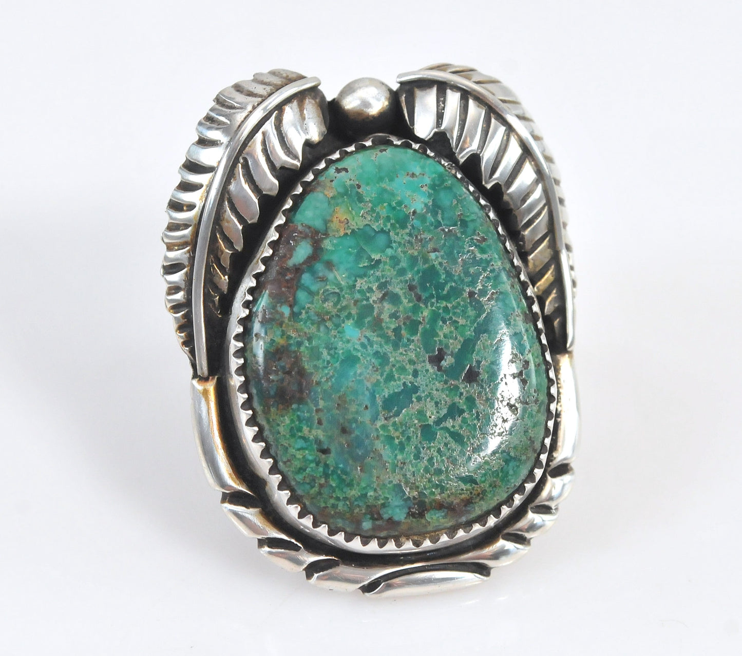 Huge Sally Yazzie Navajo Sterling Silver Turquoise Ring
