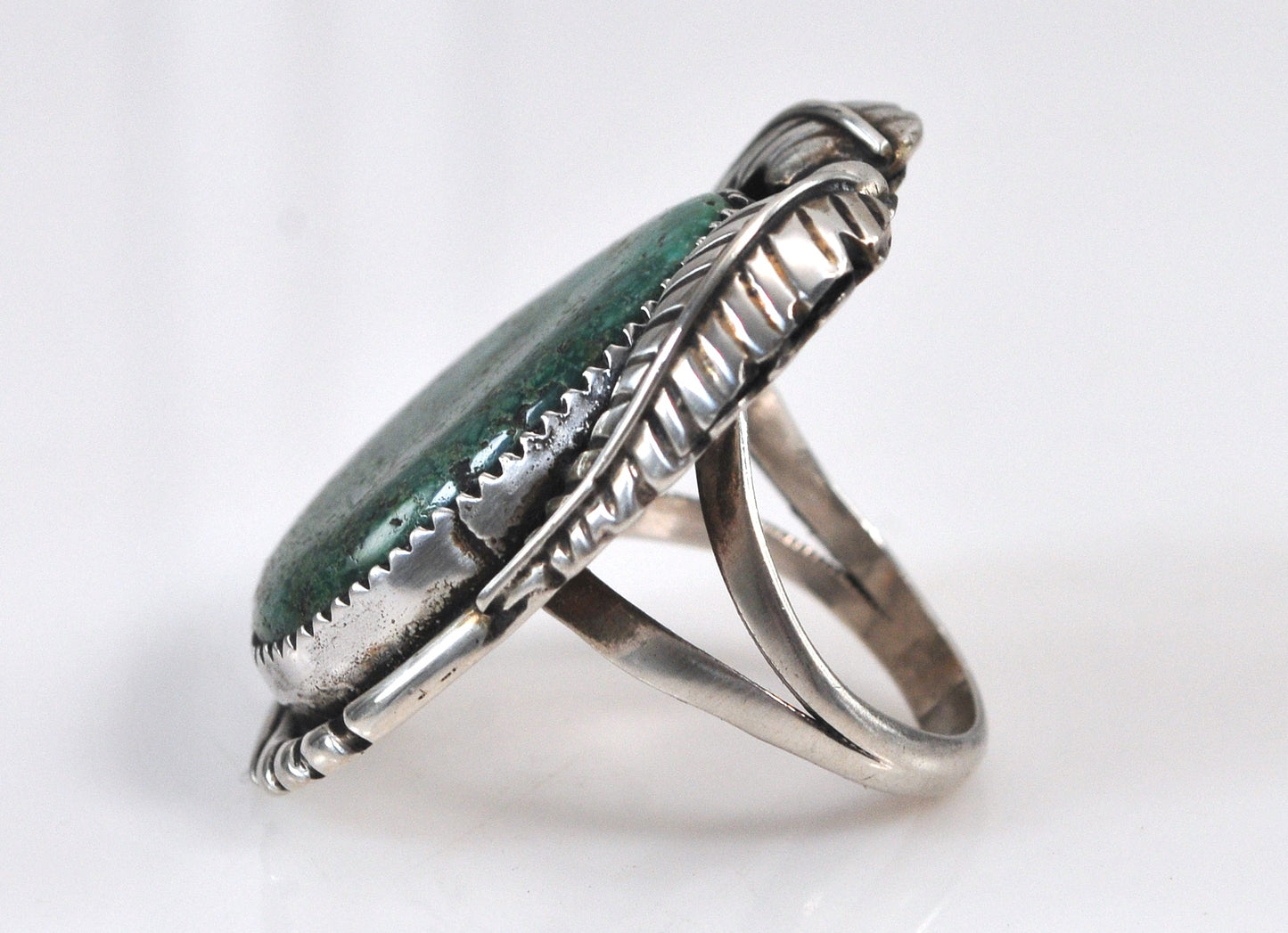 Huge Sally Yazzie Navajo Sterling Silver Turquoise Ring