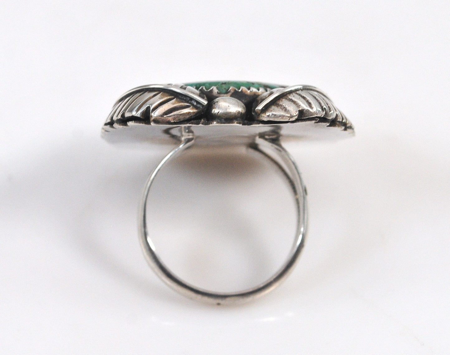Huge Sally Yazzie Navajo Sterling Silver Turquoise Ring