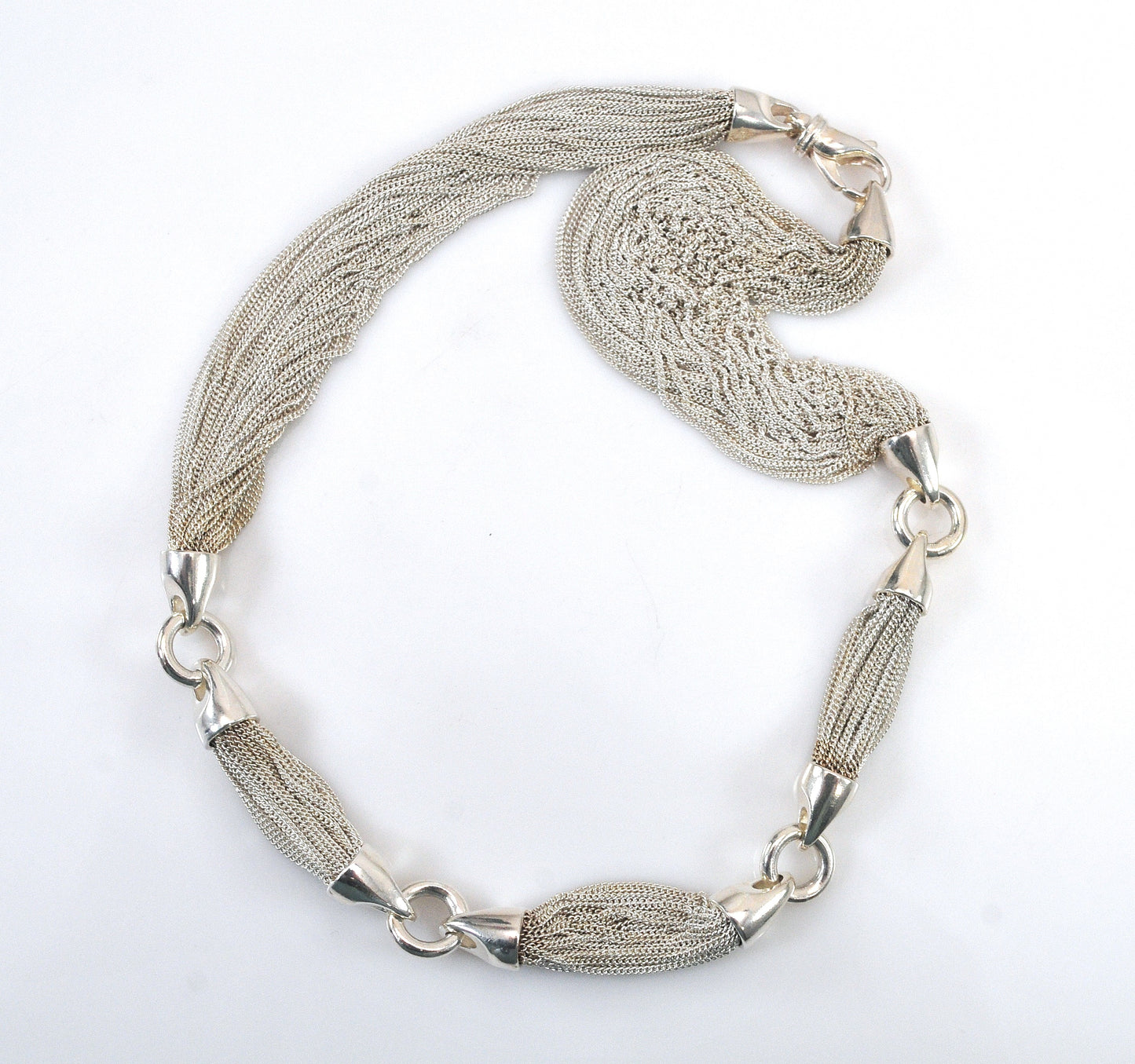 Heavy Sterling Silver Multi Chain Necklace
