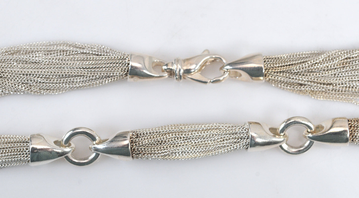 Heavy Sterling Silver Multi Chain Necklace