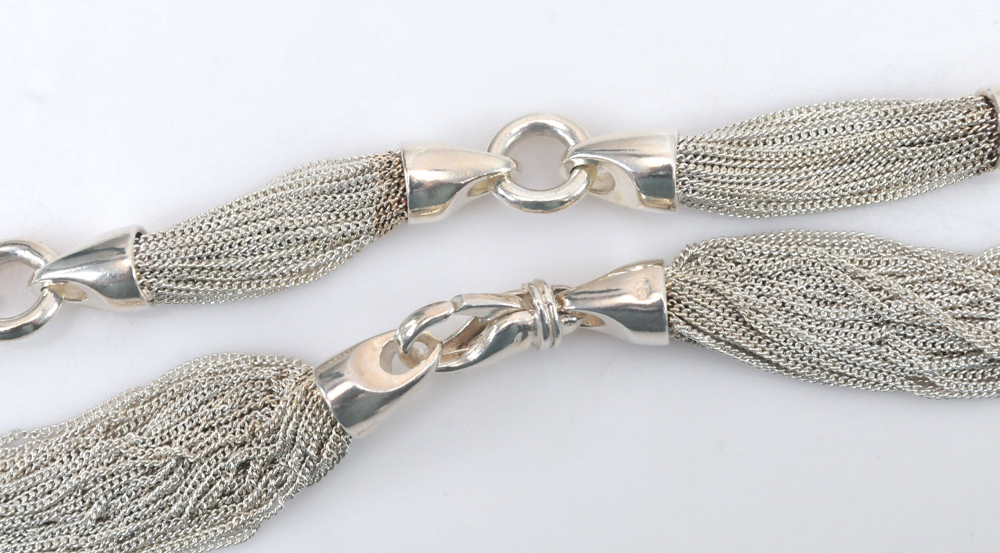 Heavy Sterling Silver Multi Chain Necklace