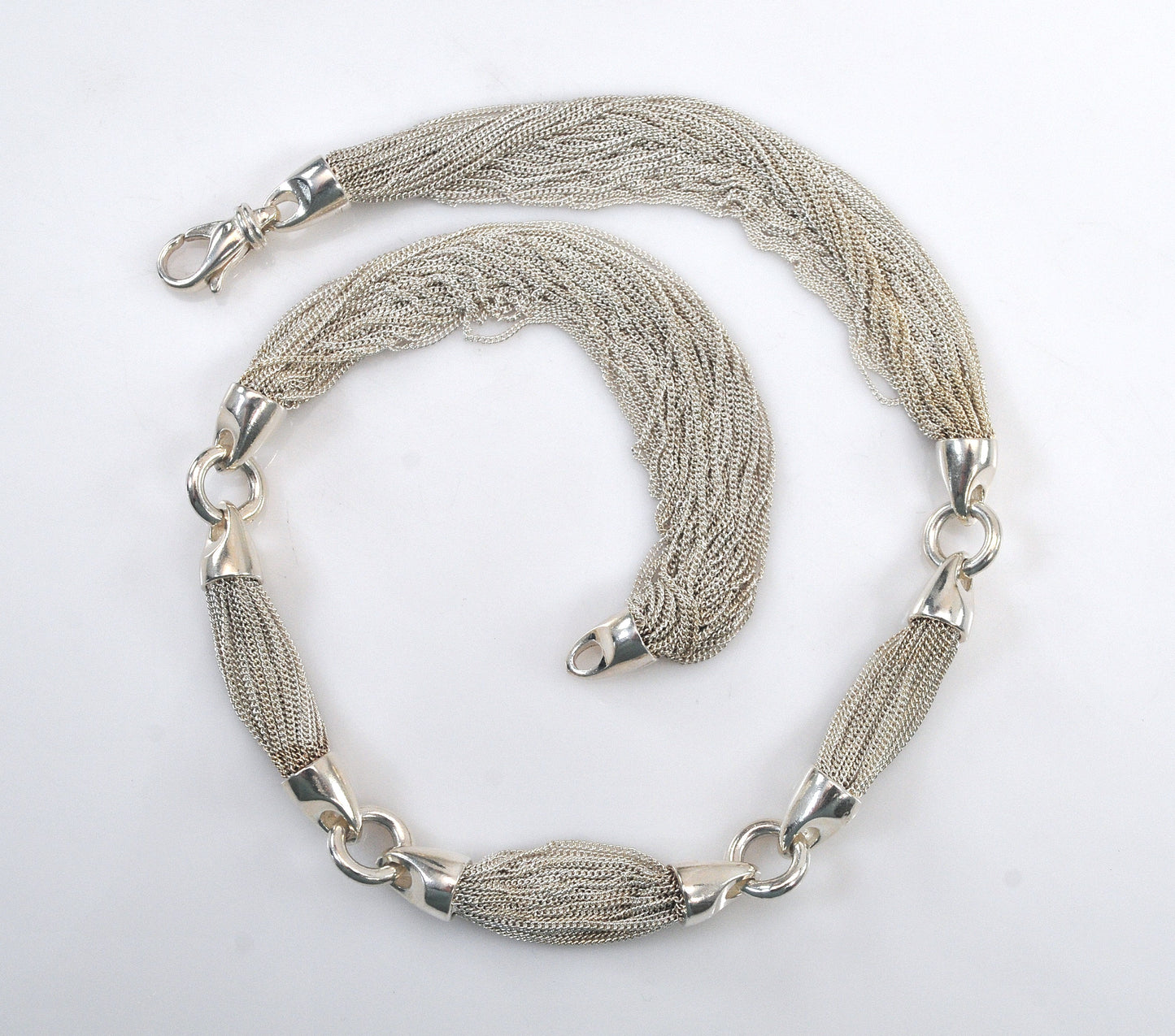 Heavy Sterling Silver Multi Chain Necklace