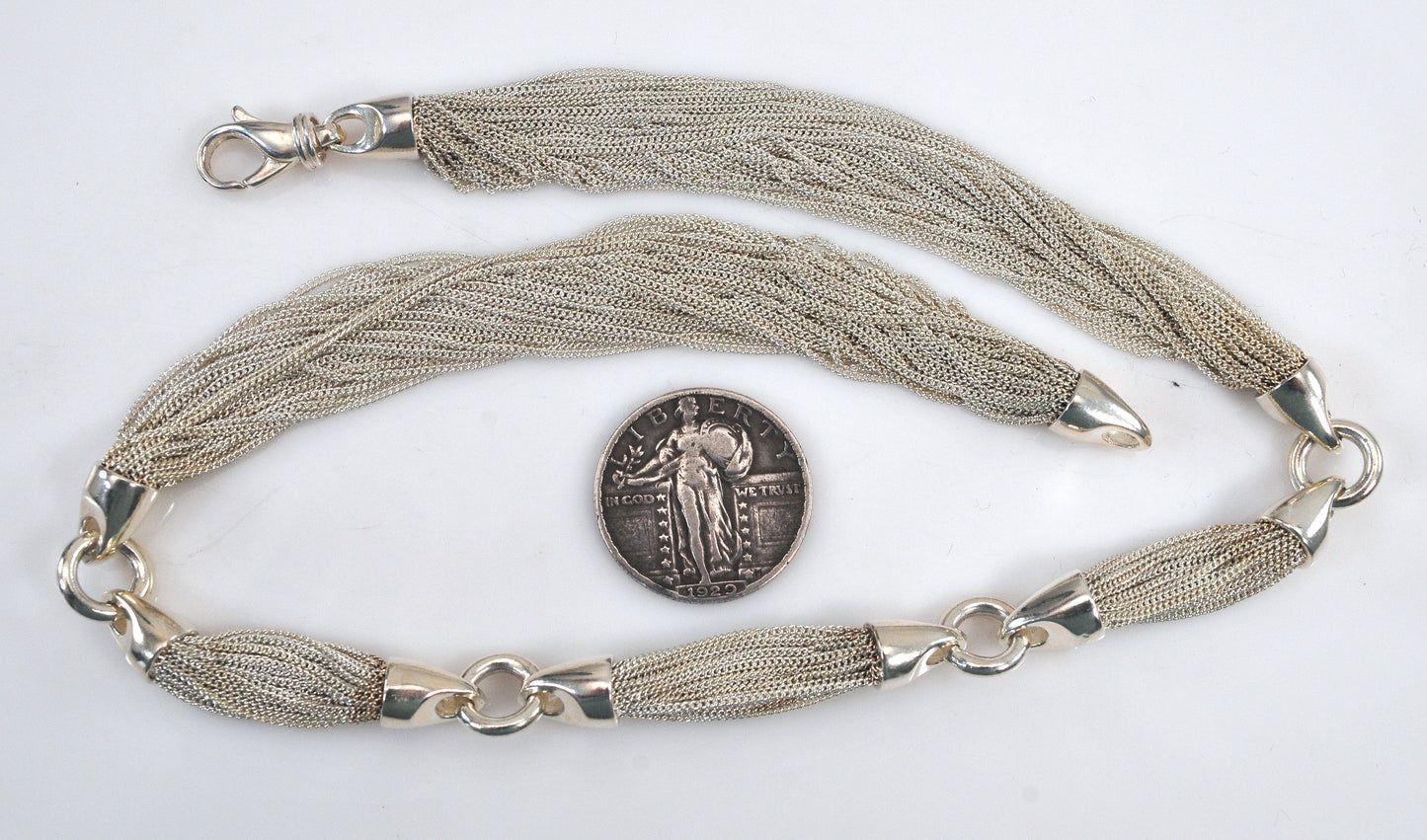 Heavy Sterling Silver Multi Chain Necklace
