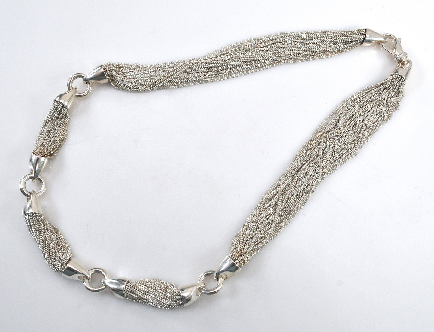 Heavy Sterling Silver Multi Chain Necklace