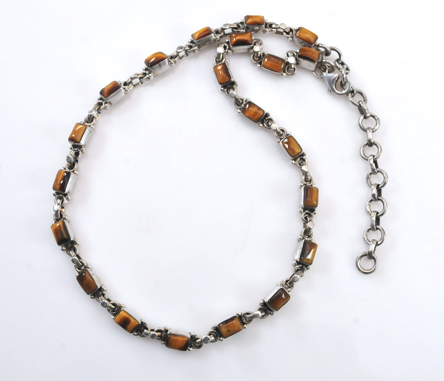 Heavy Sterling Silver Adjustable Tiger's Eye Choker Necklace