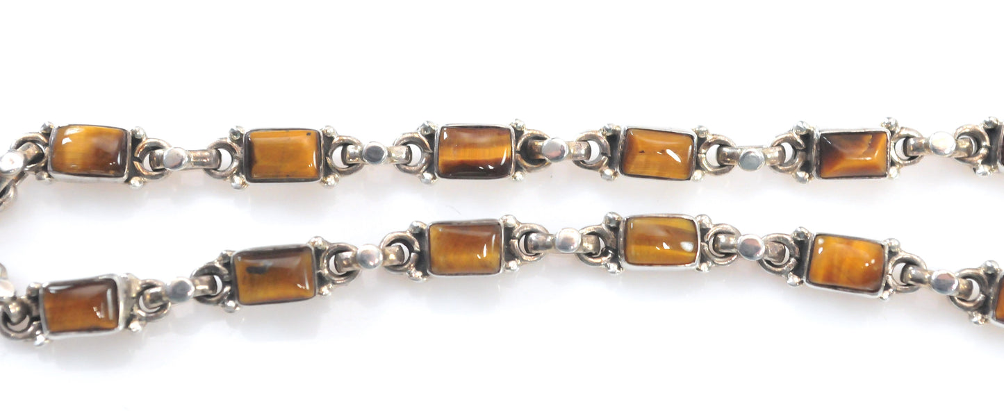 Heavy Sterling Silver Adjustable Tiger's Eye Choker Necklace
