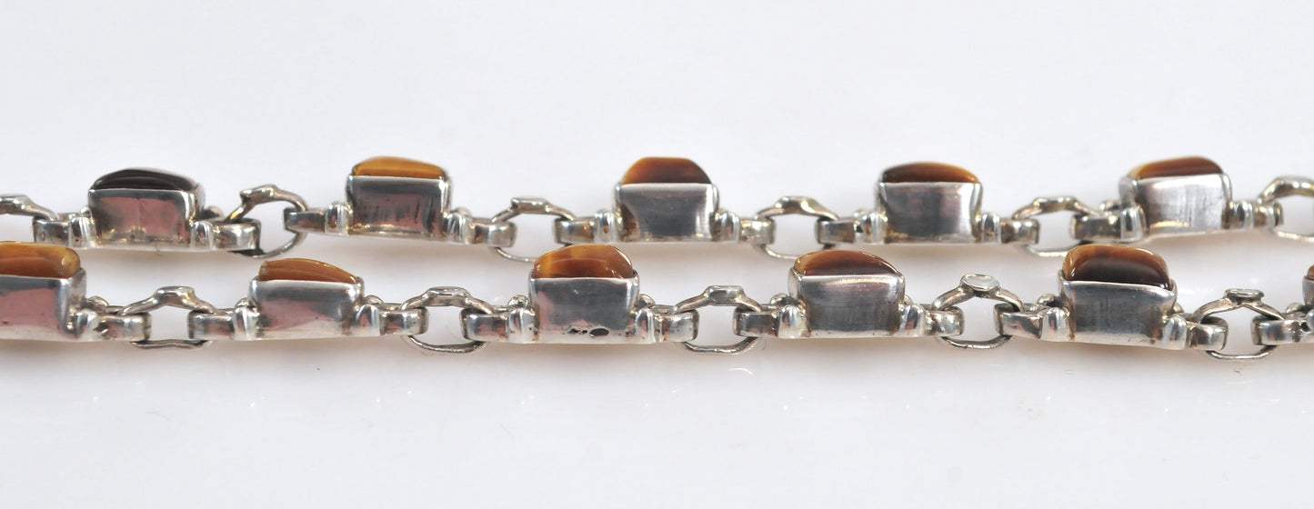 Heavy Sterling Silver Adjustable Tiger's Eye Choker Necklace