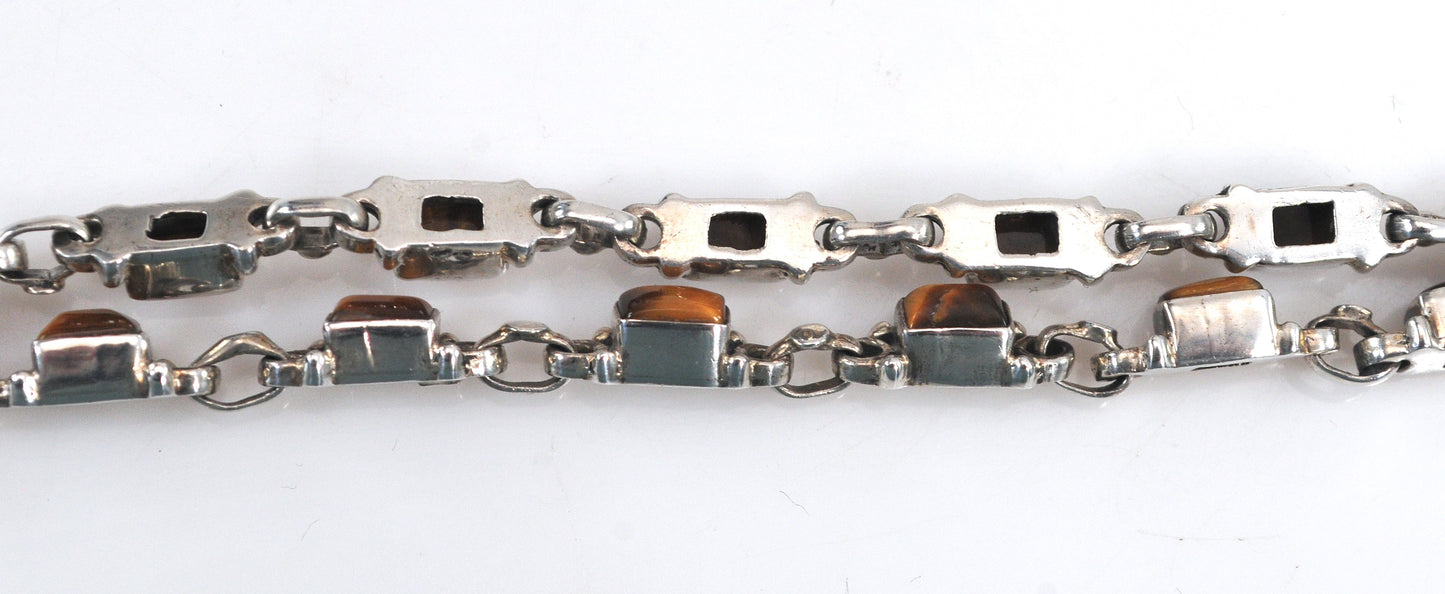 Heavy Sterling Silver Adjustable Tiger's Eye Choker Necklace