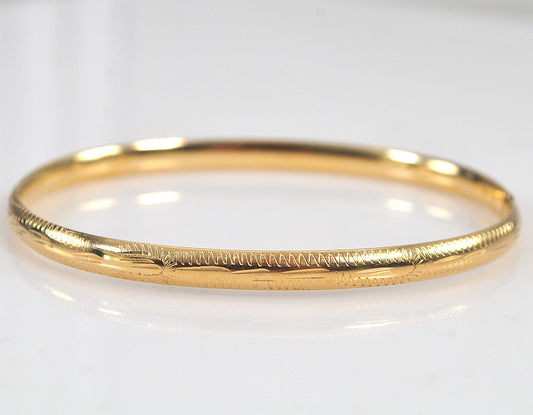 Narrow 14K Gold Bangle Bracelet