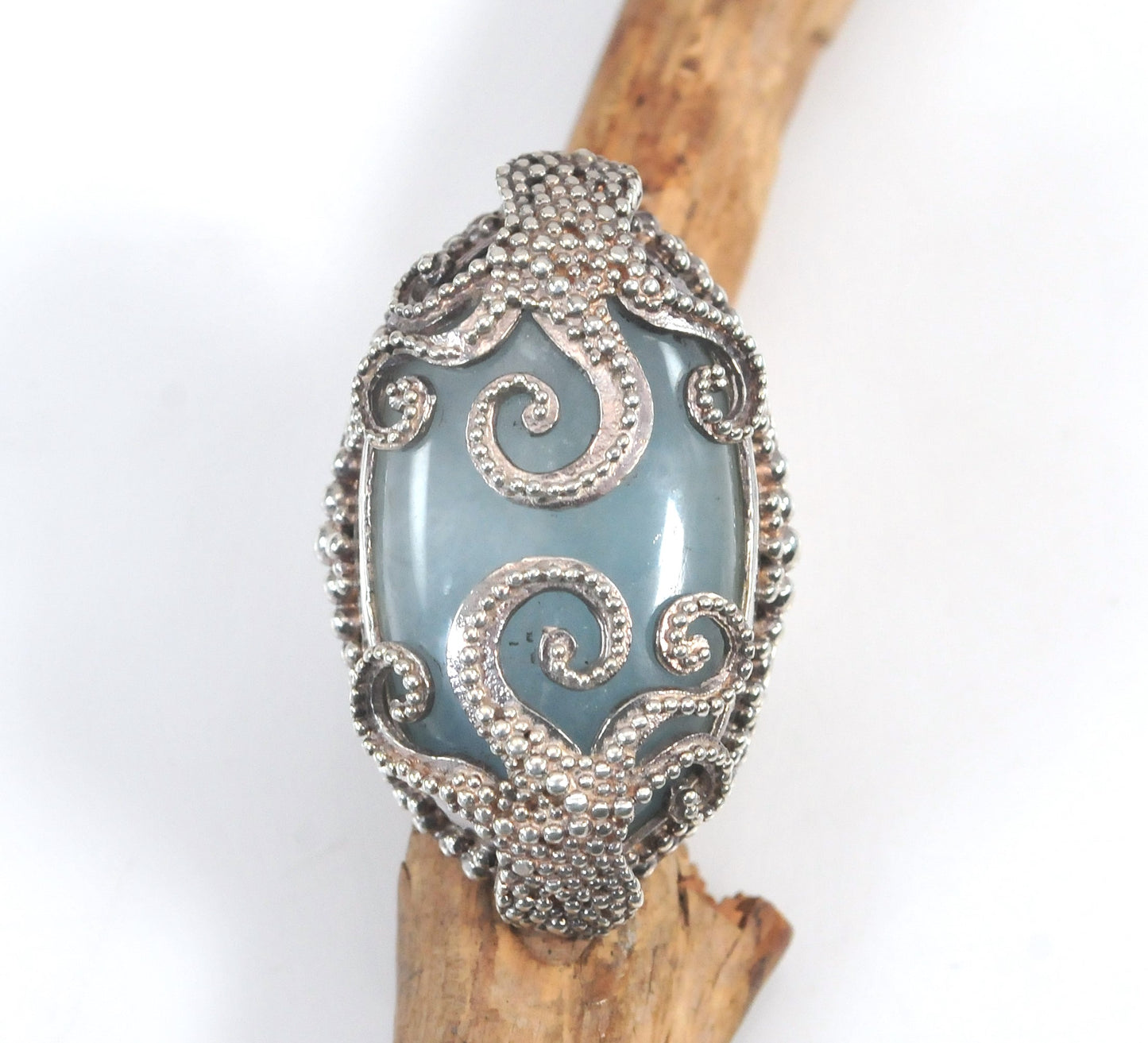 Heavy Sterling Silver Chalcedony Octopus Ring