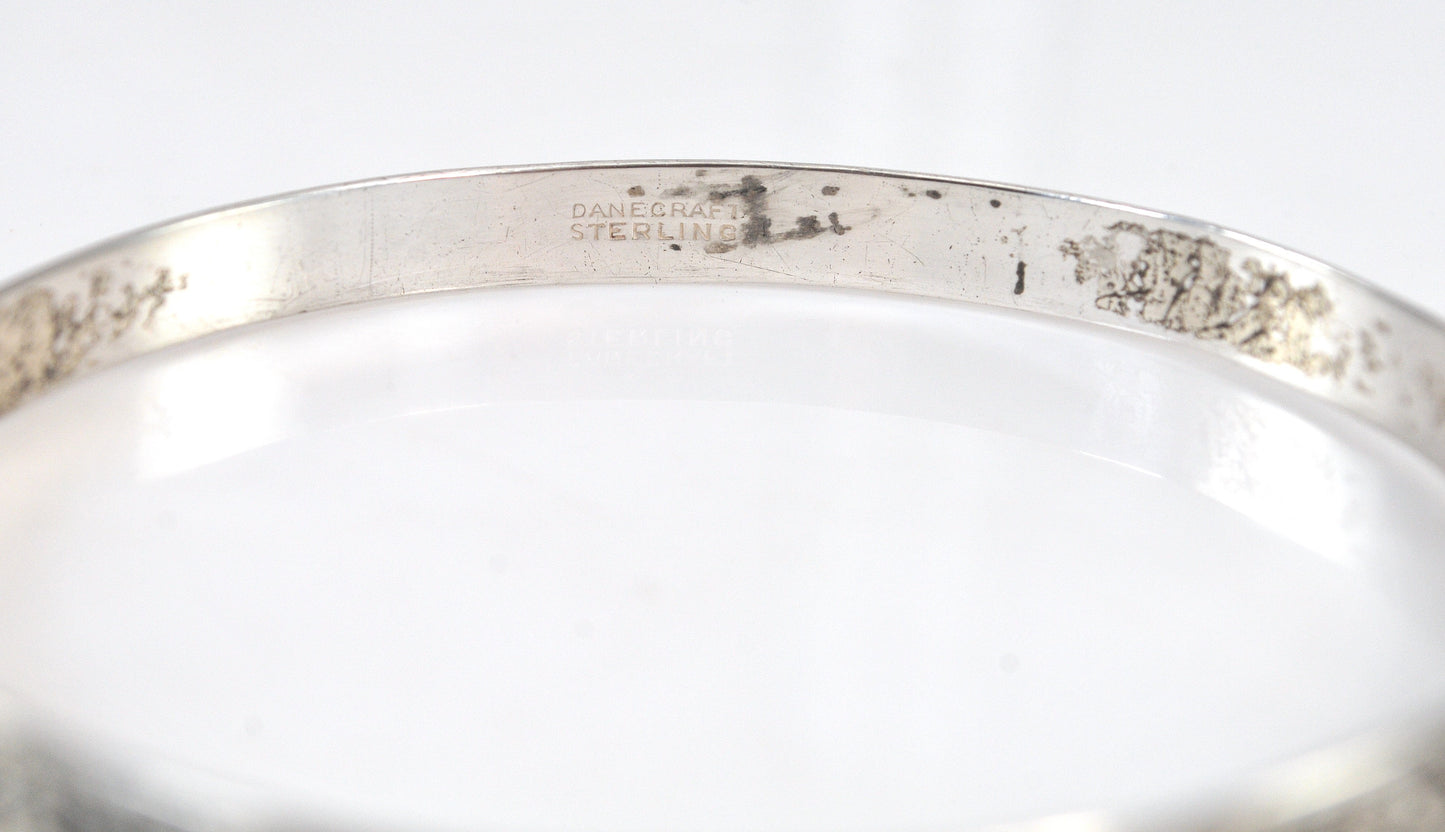 Vintage Danecraft Sterling Silver flower leaf Bangle Bracelet