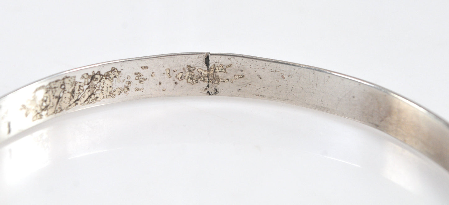 Vintage Danecraft Sterling Silver flower leaf Bangle Bracelet
