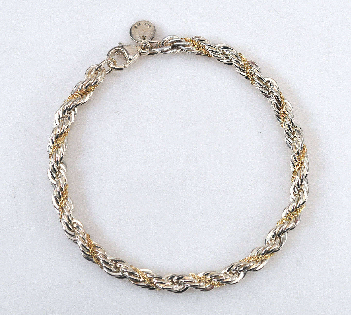 Estate Tiffany & Co. Sterling Silver 18K Gold Rope Bracelet
