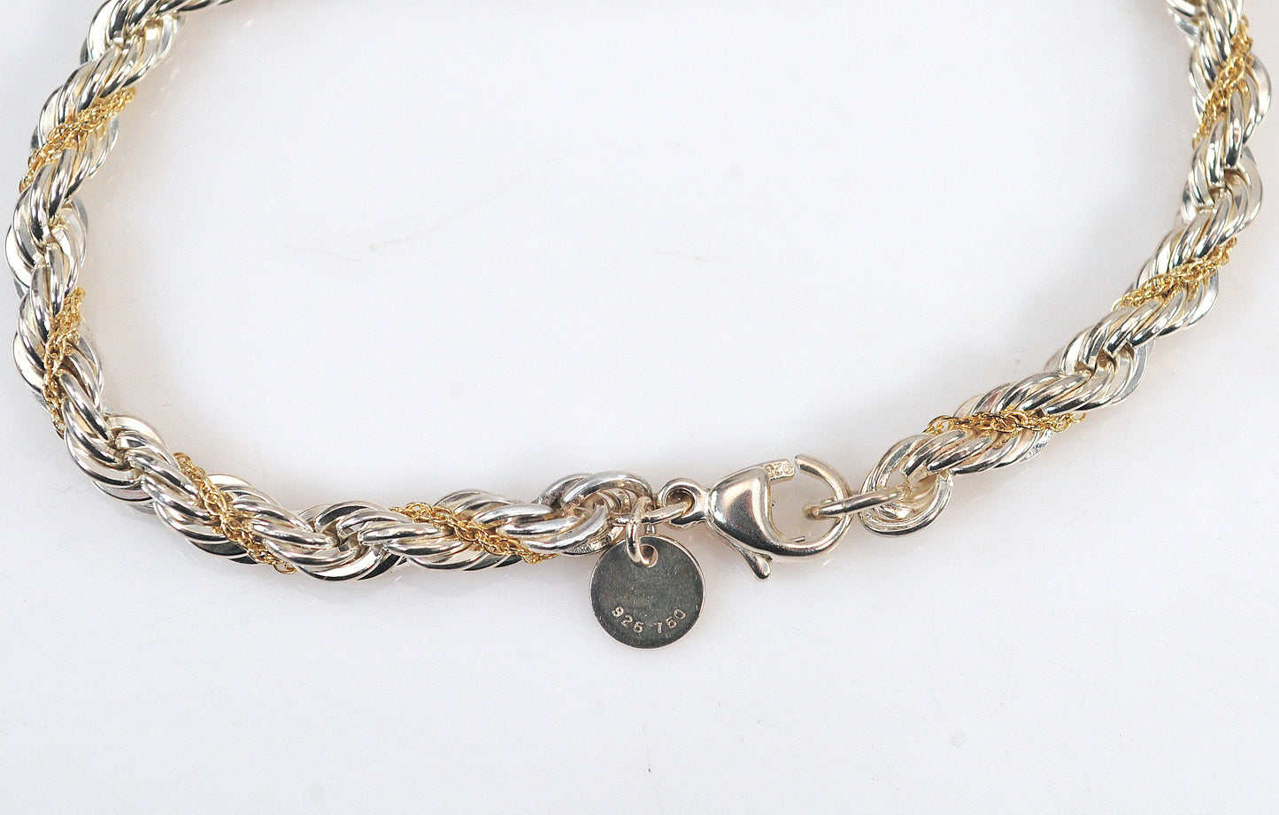 Estate Tiffany & Co. Sterling Silver 18K Gold Rope Bracelet