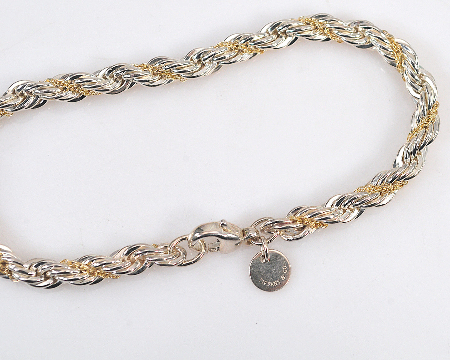 Estate Tiffany & Co. Sterling Silver 18K Gold Rope Bracelet