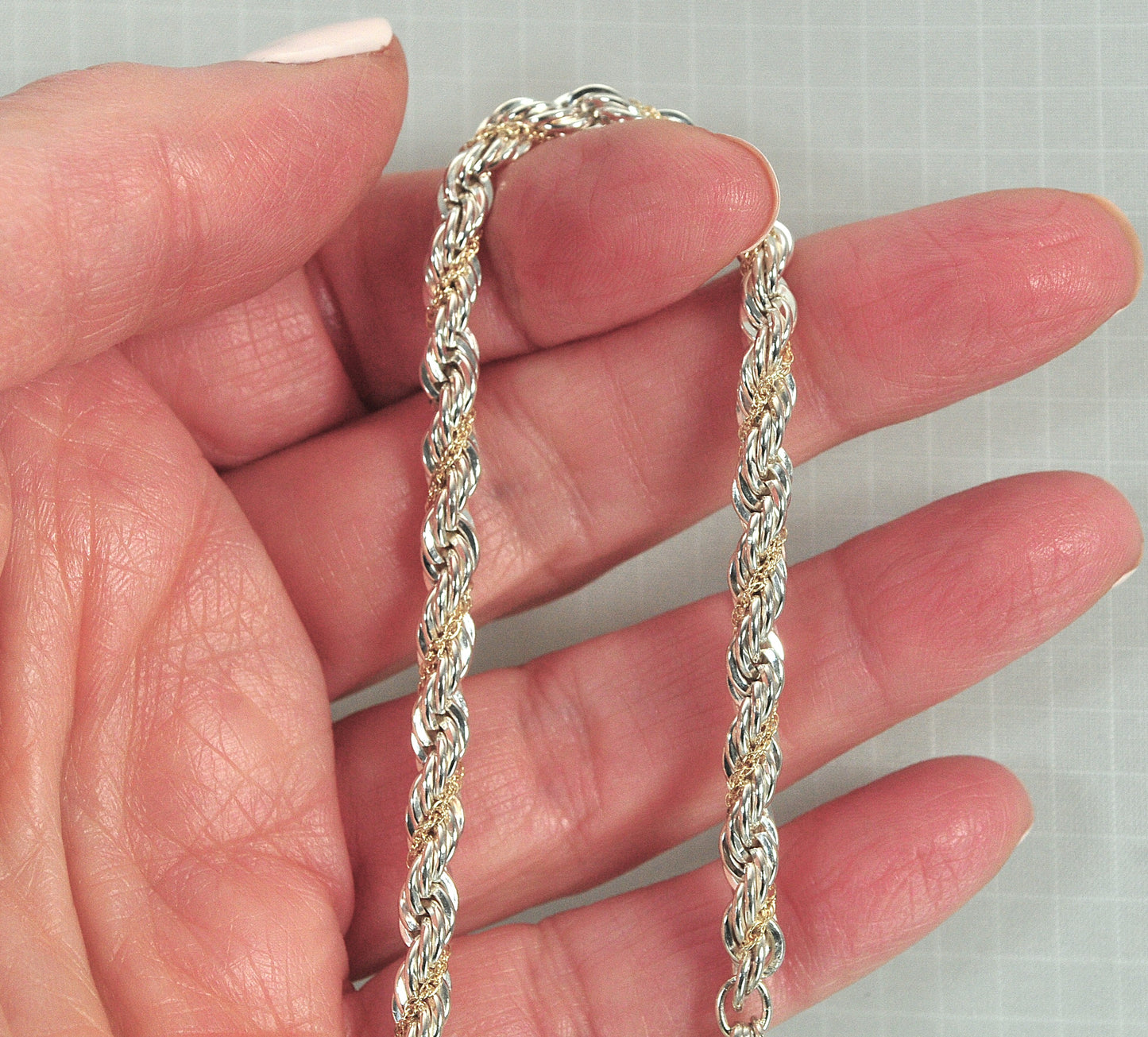 Estate Tiffany & Co. Sterling Silver 18K Gold Rope Bracelet