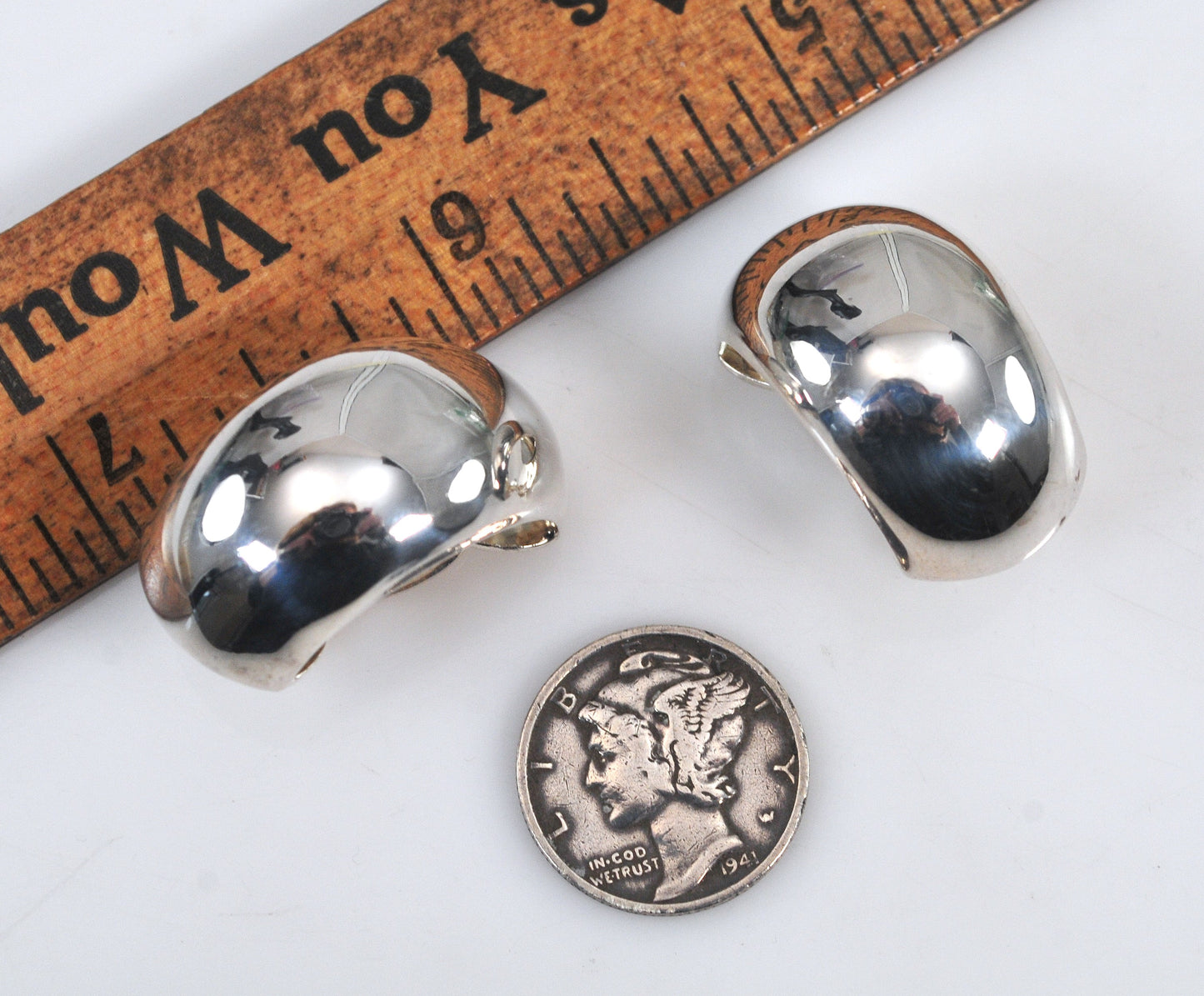 NOT AVAILABLE - Reserved for T - Curved Sterling Silver Clip On Earrings