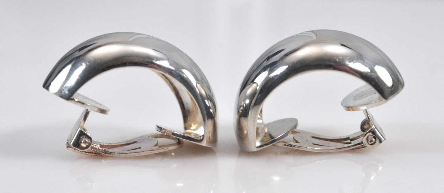 NOT AVAILABLE - Reserved for T - Curved Sterling Silver Clip On Earrings