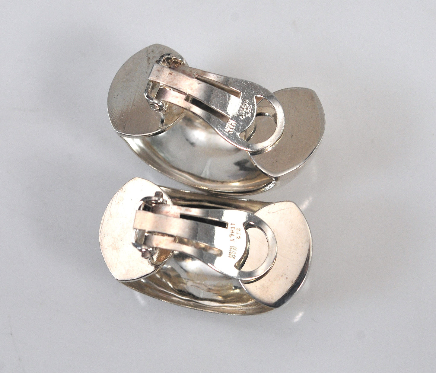 NOT AVAILABLE - Reserved for T - Curved Sterling Silver Clip On Earrings