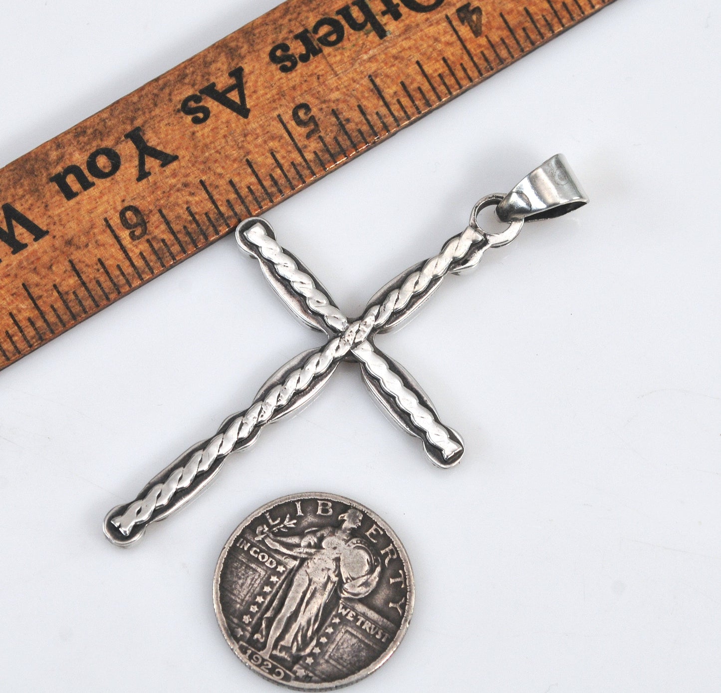 HOB Mexico Sterling Silver Reversible Turquoise Cross Pendant