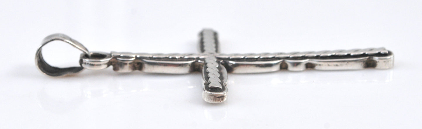 HOB Mexico Sterling Silver Reversible Turquoise Cross Pendant