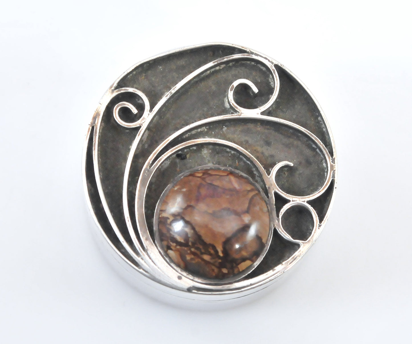 Heavy Vintage Signed Sterling Silver Pill Box